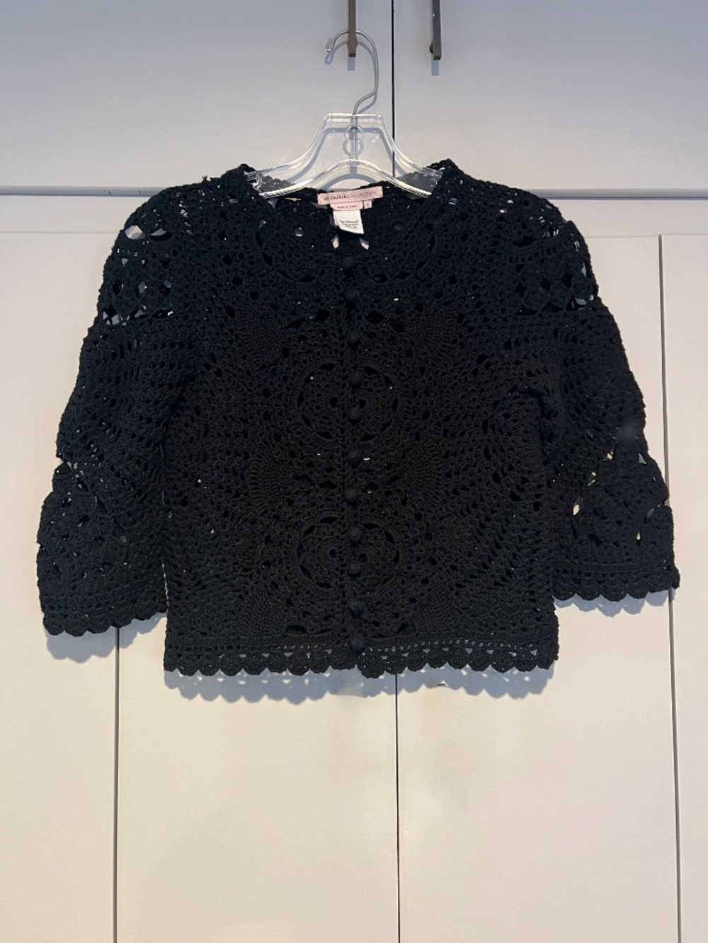 Maxazria Collection Black Crochet Lace Button Up Cardigan Top S